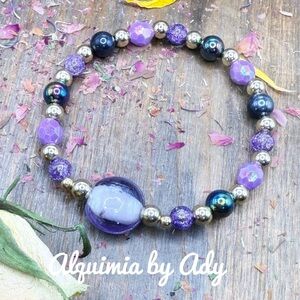 Amethyst and gold handmade beaded bohemian bracelet confetti